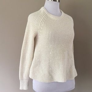 Pullover Sweater White with Metallic Flecks Large
